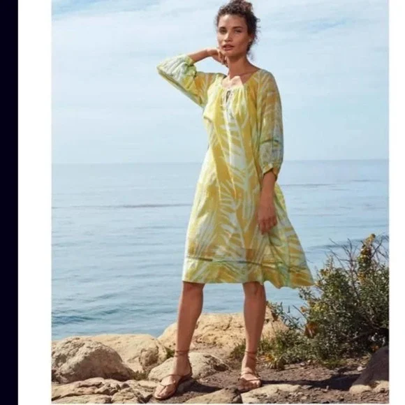 Johnny Was Women's Yellow X Amanda Bond Emilia Midi Dress NWT SZ M/L - Picture 8 of 9